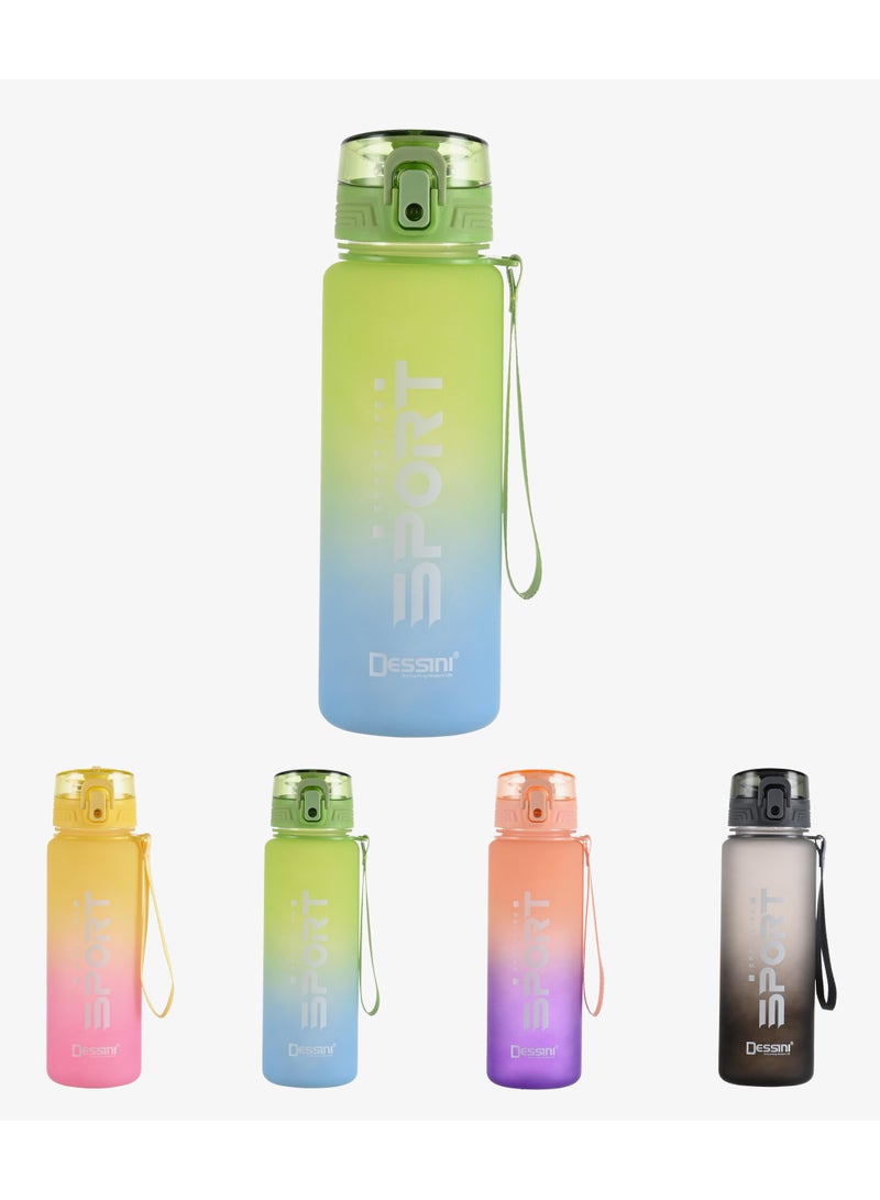 DESSINI زجاجة ماء رياضية سعة 650 مل، خالية من BPA، مانعة للتسرب للرياضة، اللياقة البدنية، الصالة الرياضية، النزهات، 200 أزرق/أخضر - Image 1