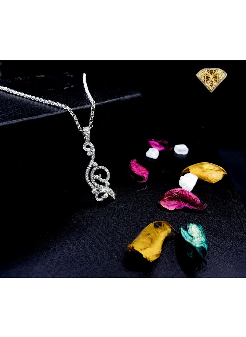 3Diamonds 3Diamonds Platinum-Plated Artistic Swirl Pendant Necklace – Elegant Crystal Accents for a Chic Look 