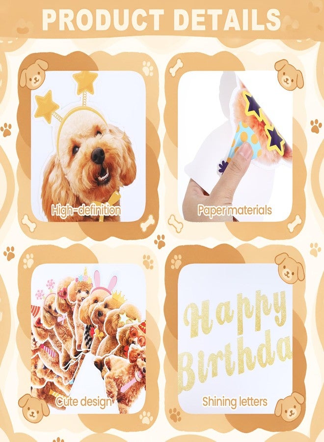 LUUFILx Dog Happy Birthday Banner, Golden Doodle Birthday Party Decorations Gold Glitter Puppy Birthday Banner Decorations for Pet Dog Theme Party Bunting Decoration Baby Shower Party Supplies - Image 4