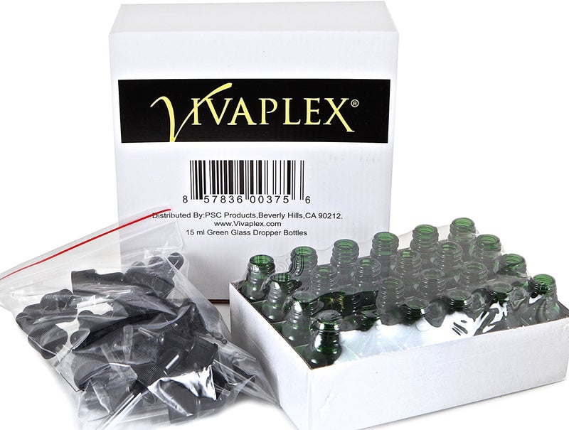 Vivaplex, 24, Green, 15 Ml (1/2 Oz) Glass Bottles, With Glass Eye Droppers - Image 3