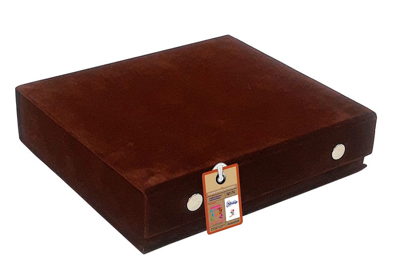 atorakushon Velvet Jewellery Box Organisers Jhumka Earrings Display Case Travel Locker Storage Studs Box Vanity for Women and Girls (Brown) - Image 5