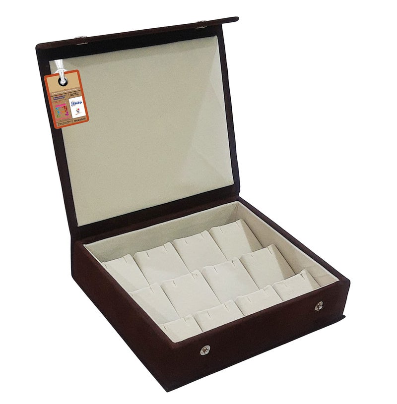 atorakushon Velvet Jewellery Box Organisers Jhumka Earrings Display Case Travel Locker Storage Studs Box Vanity for Women and Girls (Brown) - Image 2
