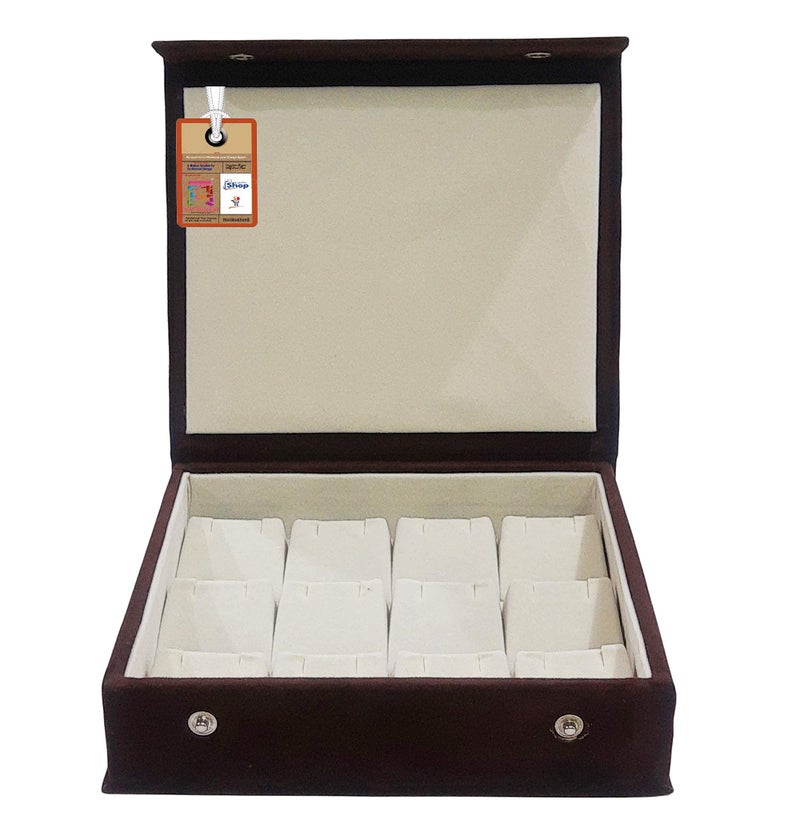 atorakushon Velvet Jewellery Box Organisers Jhumka Earrings Display Case Travel Locker Storage Studs Box Vanity for Women and Girls (Brown) - Image 3