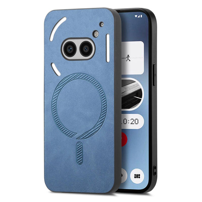 HuHa Case Cover For Nothing Phone 2a Retro Magsafe Magnetic PU Back Cover Phone Case(Blue) - Image 1