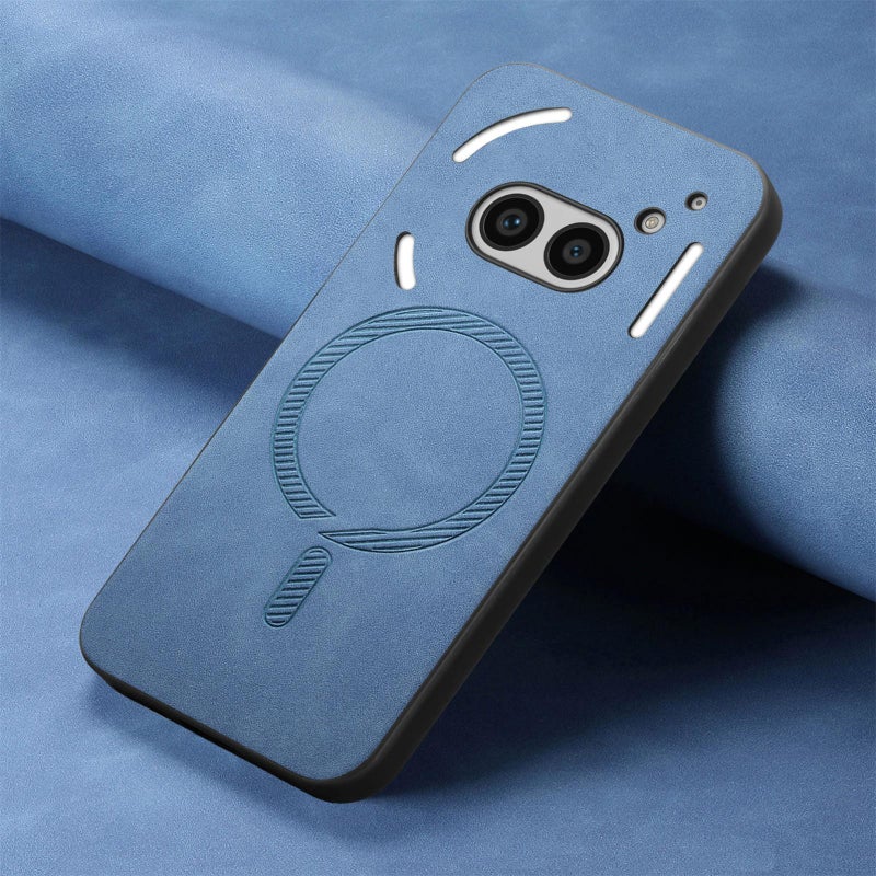 HuHa Case Cover For Nothing Phone 2a Retro Magsafe Magnetic PU Back Cover Phone Case(Blue) - Image 4