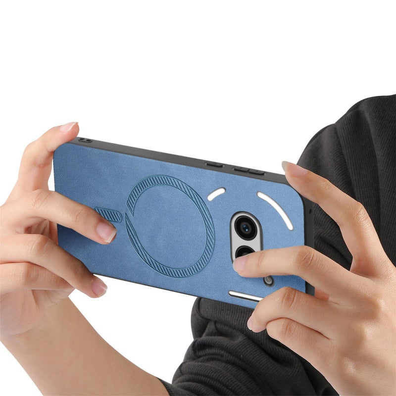 HuHa Case Cover For Nothing Phone 2a Retro Magsafe Magnetic PU Back Cover Phone Case(Blue) - Image 3