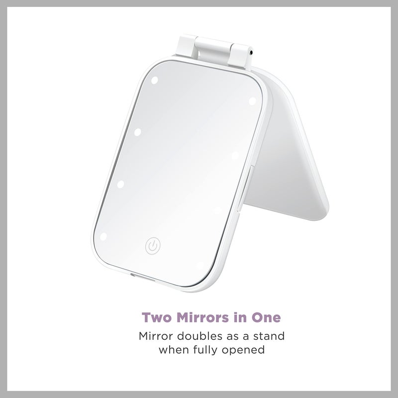 Conair Lighted Makeup Mirror  LED Vanity Mirror  1X/3X Magnifying Mirror  Compact Travel Mirror  Battery Operated in White - Image 2