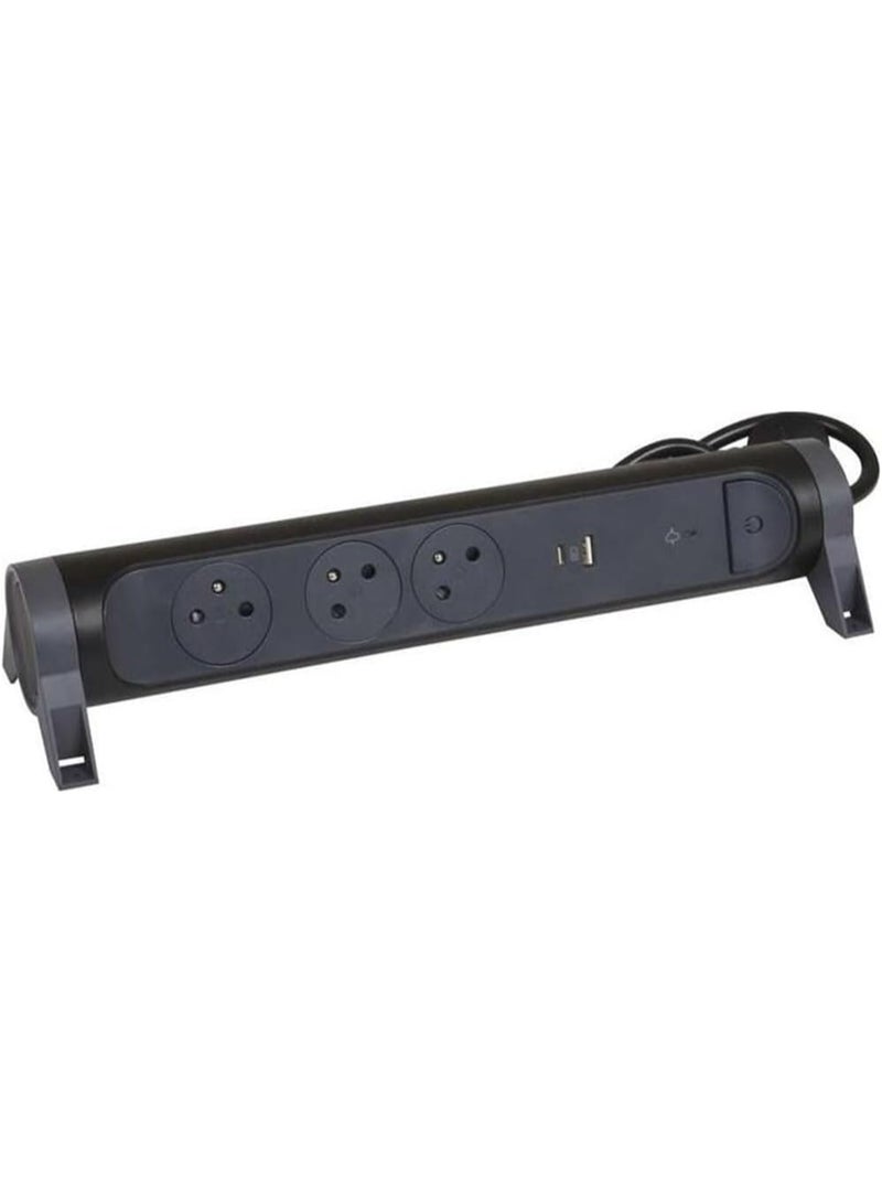 Legrand 3-Socket Power Strip with USB Ports, Black - Image 2