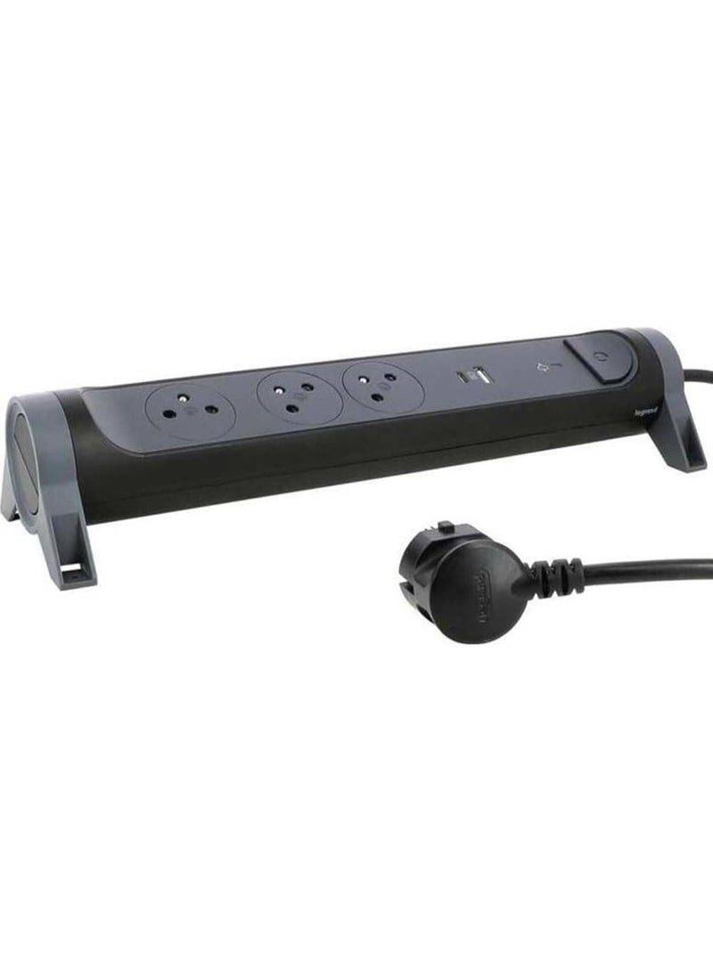 Legrand 3-Socket Power Strip with USB Ports, Black - Image 4