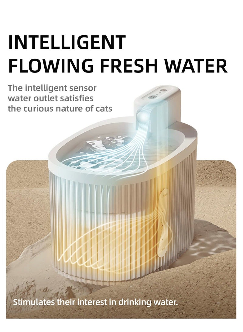 Y&D Cat Water Fountain Wireless Battery Operated 95oz/2.8L Pet Fountain, Automatic Dog Dispenser with 3PCS Filters for Cats, Dogs, Multiple Pets (White) - Image 5