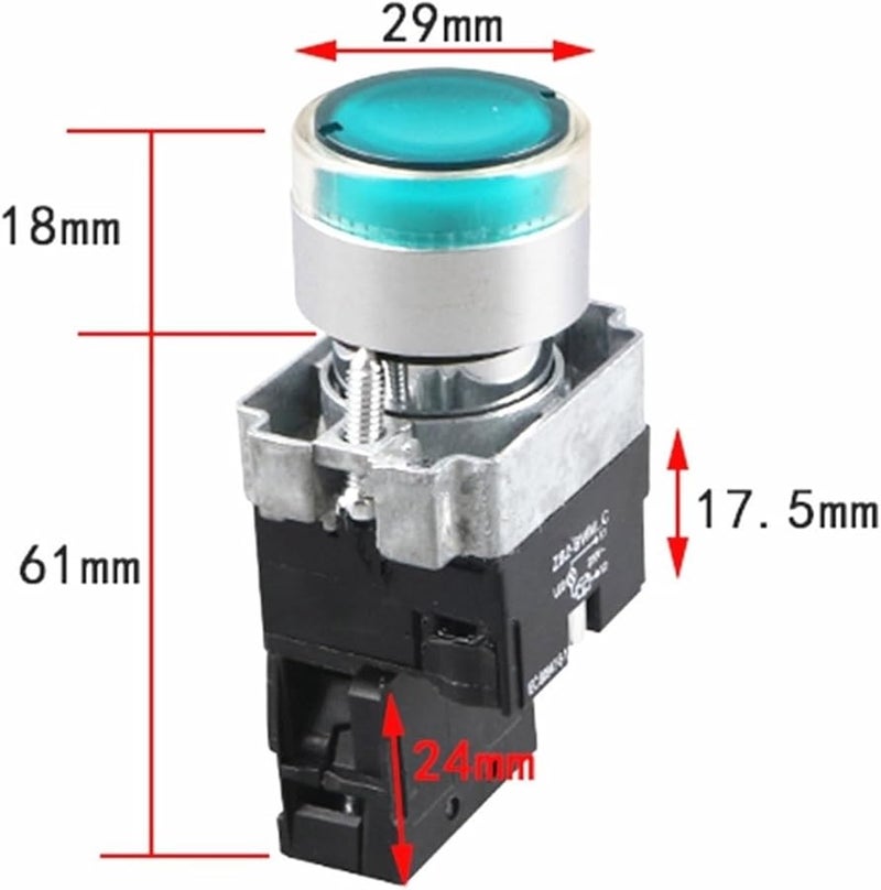 XB2 BW3361C 22mm Round Indicator Light LED 1 NO 24V AC220V AC380V Blue 1no - Image 5