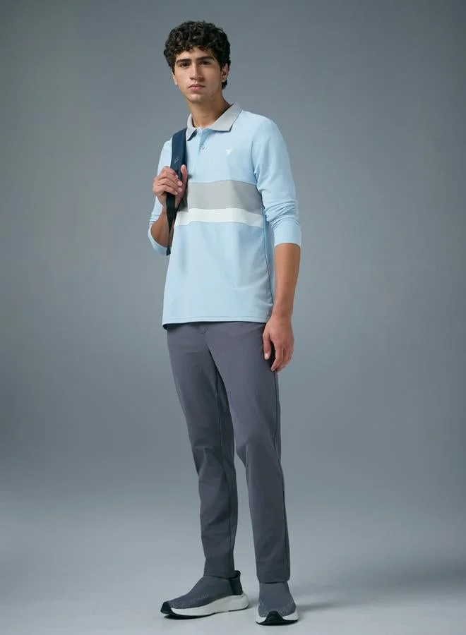 Technosport Blue Technosport Men Slim Fit Contrast Panel Polo for Men | Best Price UAE