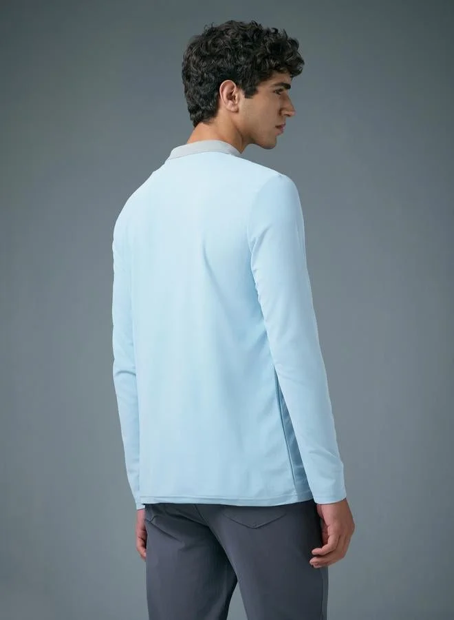 Technosport Blue Technosport Men Slim Fit Contrast Panel Polo for Men | Best Price UAE