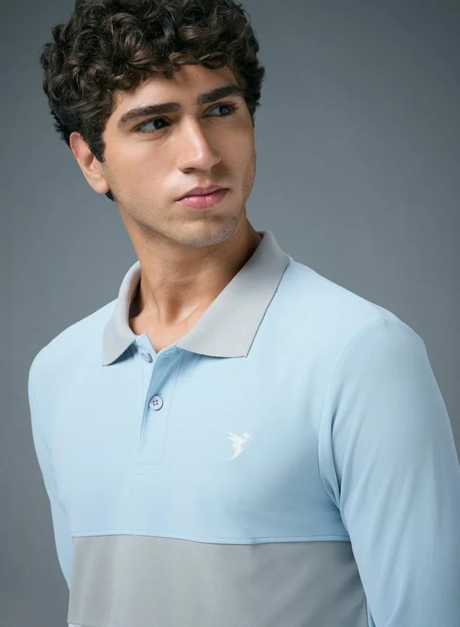 Technosport Blue Technosport Men Slim Fit Contrast Panel Polo for Men | Best Price UAE