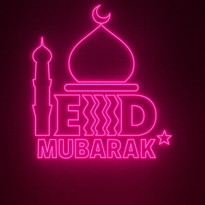 Horoof Home Eid Mubarak LED Wall Light - Pink Mosque Decor - Image 2