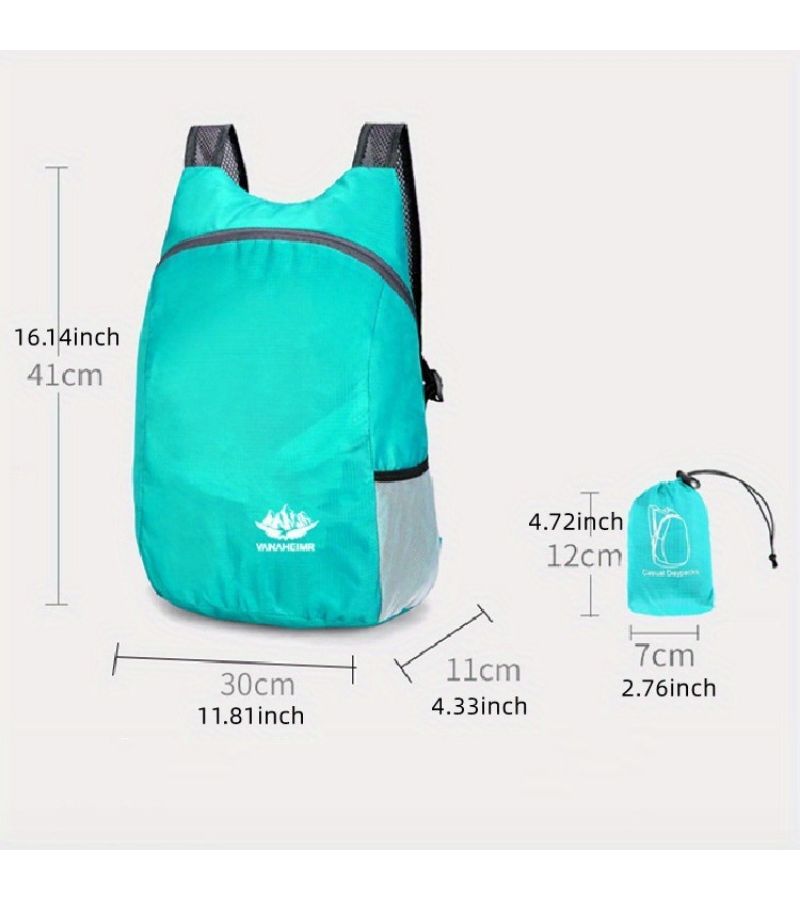 1pc Lightweight Backpack In Green Durable Comfortable Hiking Foldable Design Zipper Closure Unisex - Image 3