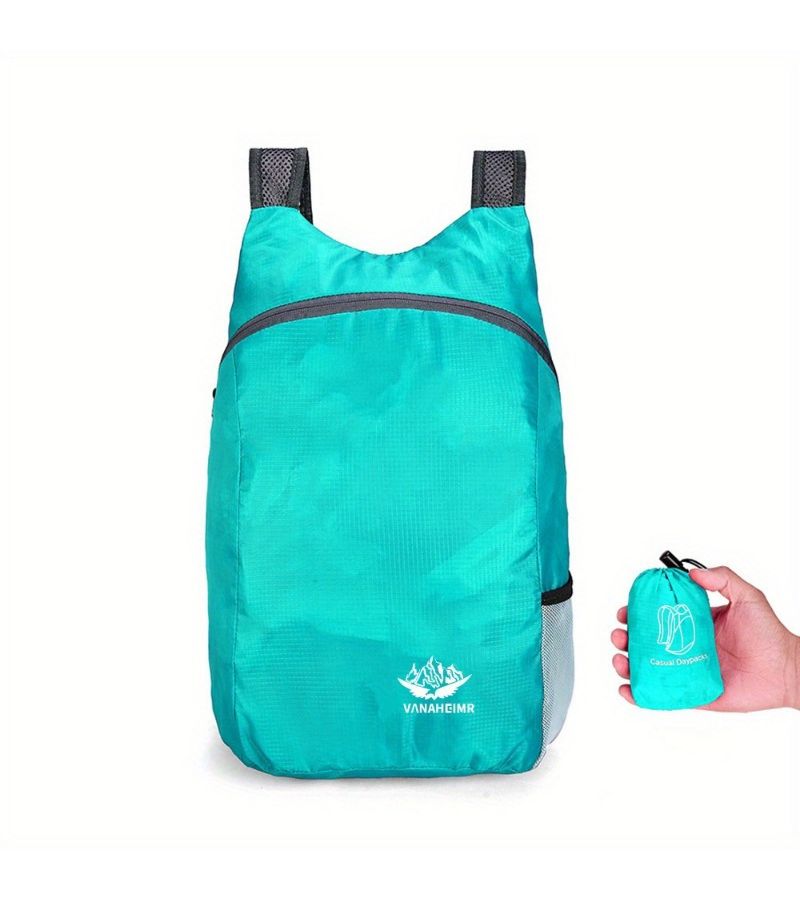 1pc Lightweight Backpack In Green Durable Comfortable Hiking Foldable Design Zipper Closure Unisex - Image 4