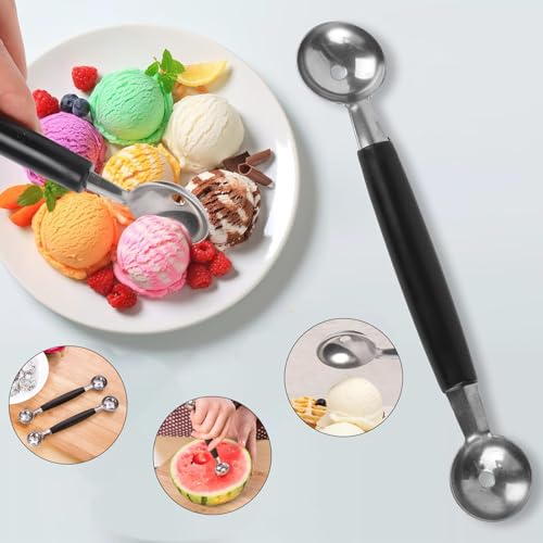 Zytiqt 2 Ice Cream Scoops, Stainless Steel Melon Baller and Fruit Scooper, Professional Kitchen Tool for Ice Cream, Fruit Carving, Cocktail Garnishing, 18cm Length, 3cm Diameter - Image 5