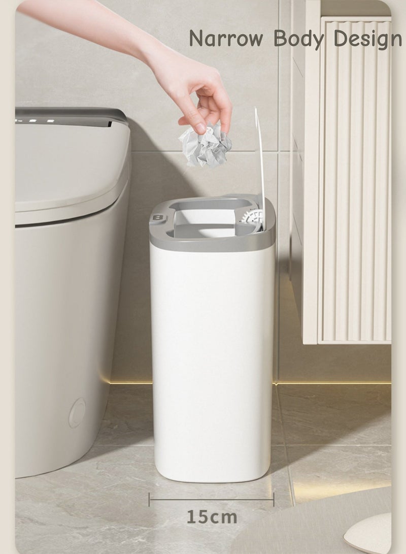 روك بو يمكن لصندوق النفايات الذكية القمامة الاستقرائي أن يكون بدون لمس سلة مهملات الحمام مع مستشعر حركة الغطاء صندوق قمامة مقاوم للماء 12 لتر صندوق قمامة أوتوماتيكي ضيق صغير نحيف لمرحاض مكتب غرفة نوم المطبخ - Image 4