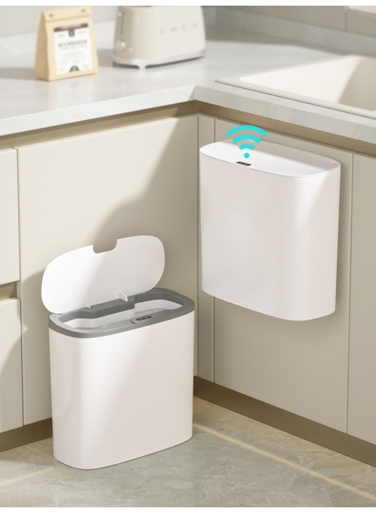 روك بو يمكن لصندوق النفايات الذكية القمامة الاستقرائي أن يكون بدون لمس سلة مهملات الحمام مع مستشعر حركة الغطاء صندوق قمامة مقاوم للماء 12 لتر صندوق قمامة أوتوماتيكي ضيق صغير نحيف لمرحاض مكتب غرفة نوم المطبخ - Image 1
