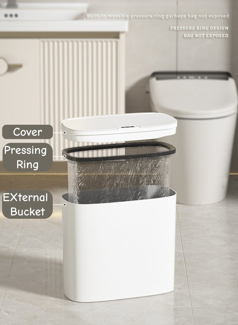 روك بو يمكن لصندوق النفايات الذكية القمامة الاستقرائي أن يكون بدون لمس سلة مهملات الحمام مع مستشعر حركة الغطاء صندوق قمامة مقاوم للماء 12 لتر صندوق قمامة أوتوماتيكي ضيق صغير نحيف لمرحاض مكتب غرفة نوم المطبخ - Image 5