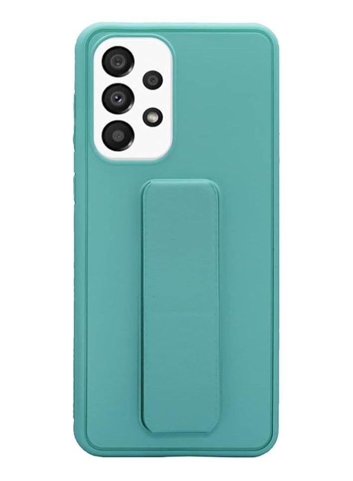 glassology حافظة سامسونج جالاكسي A33 مع حامل مغناطيسي مع حزام يد عمودي وأفقي، حامل سيارة متعدد، حاملة، حزام إصبع مع واقي شاشة (أخضر) - Image 1