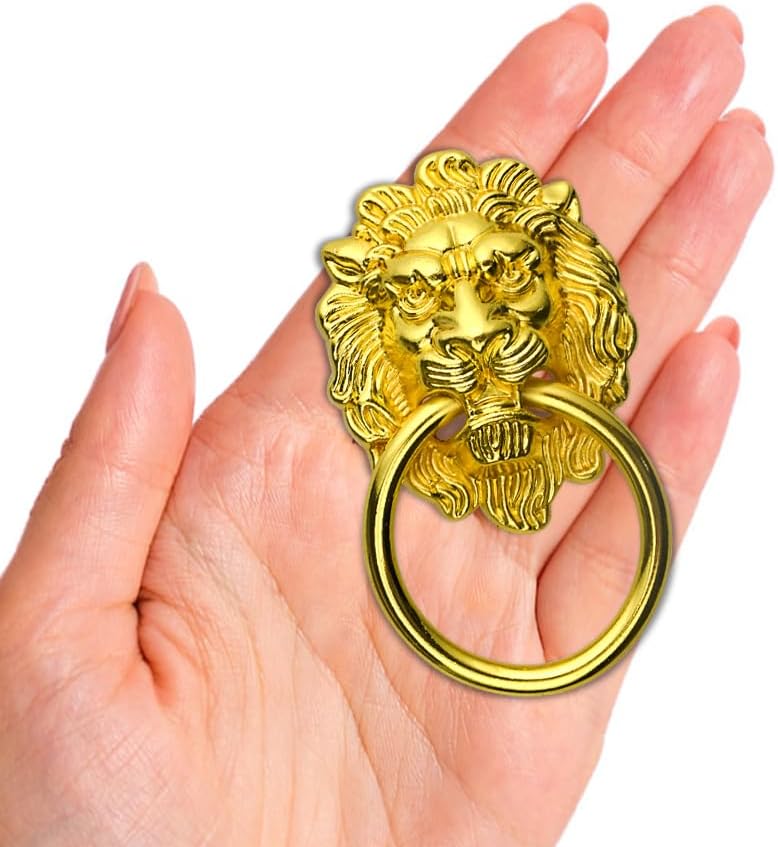 WMYCONGCONG WMYCONGCONG 12 PCS 204 x 358 Antique Lion Head Knobs Cabinet Pull Handle Zinc Alloy Drawer Ring Knobs with Screws for Drawer Dresser Wardrobe Cabinet Kitchen Cupboard Jewelry Box  - Image 5