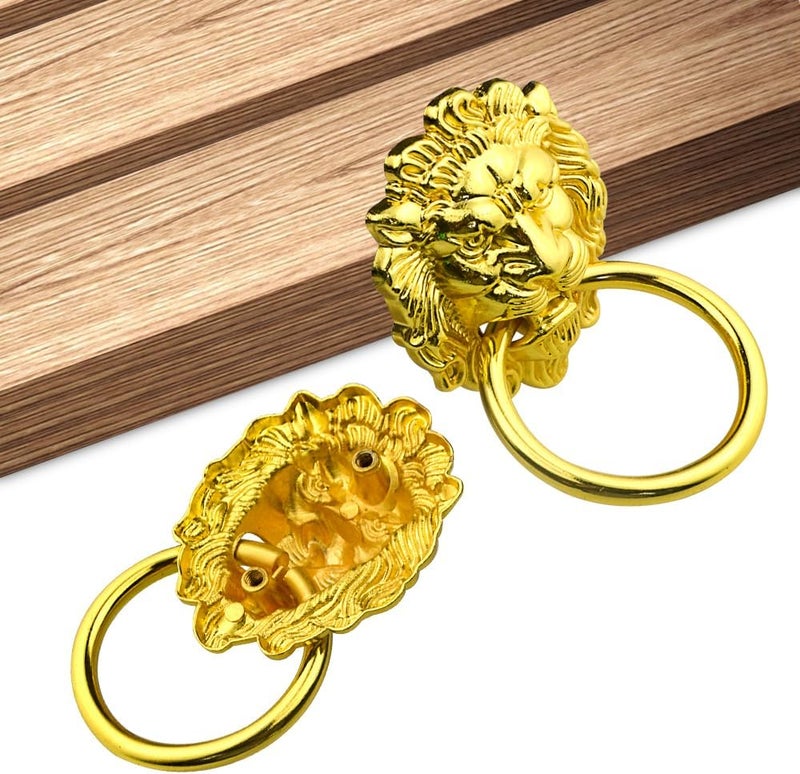 WMYCONGCONG WMYCONGCONG 12 PCS 204 x 358 Antique Lion Head Knobs Cabinet Pull Handle Zinc Alloy Drawer Ring Knobs with Screws for Drawer Dresser Wardrobe Cabinet Kitchen Cupboard Jewelry Box  - Image 3