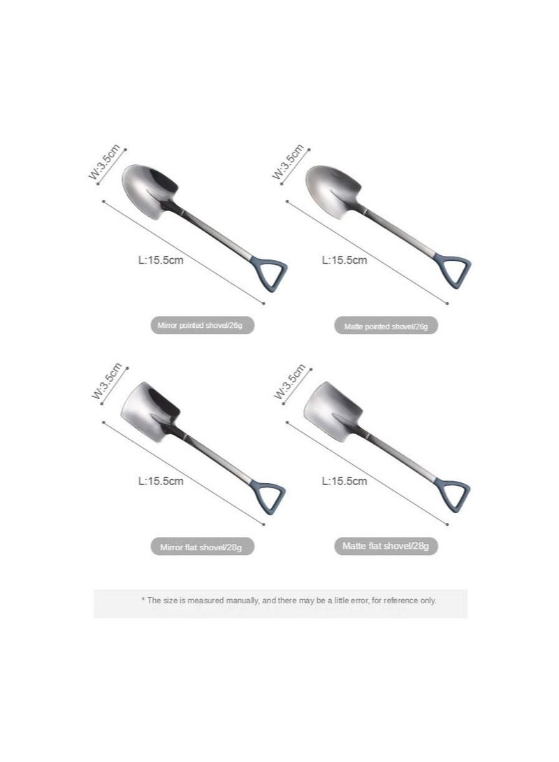 4 pcs Spoon Dessert Coffee Scoop Stainless Steel Iron Shovel Spoon Retro Round Head Spoon Kitchen Gadget Decoration Kitchen Bar Utensils - Image 3