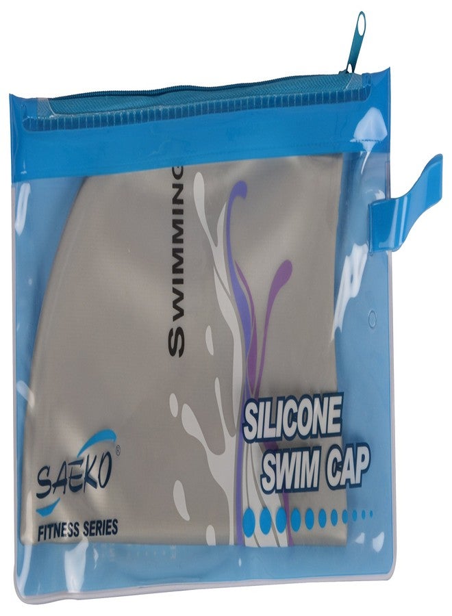 Saeko CSP4 Wave Elasticized-Fabric Swimming Cap, Unisex Adult (Silver) - Image 2