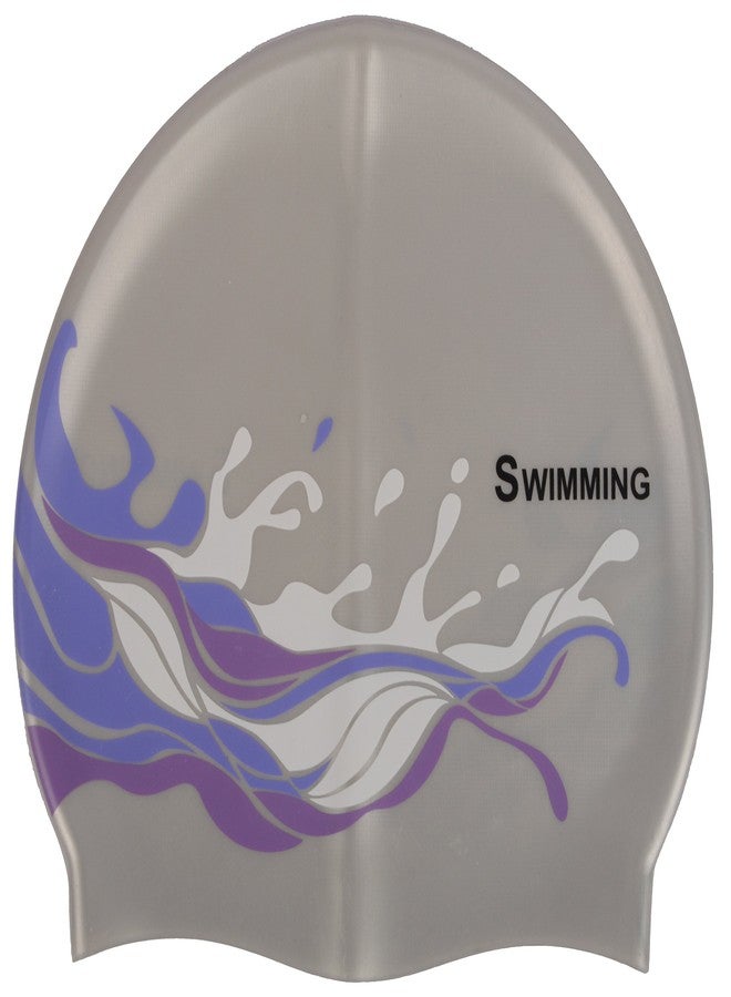 Saeko CSP4 Wave Elasticized-Fabric Swimming Cap, Unisex Adult (Silver) - Image 1