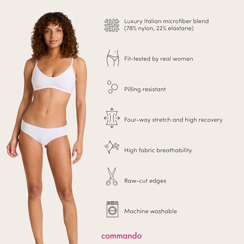 commando - Classic Solid Bikini | Soft, Breathable Fabric | No Show Style | Comfortable Raw-Cut Edges | Machine Washable | White, Medium-Large - Image 4