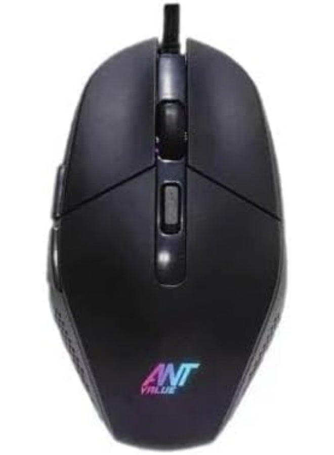 انت ماوس سلكي بمنفذ USB وإضاءة RGB، دقة 1200 نقطة في البوصة، 6 أزرار، تصميم مريح للألعاب والمكتب - موديل ANT KK1002 - Image 2