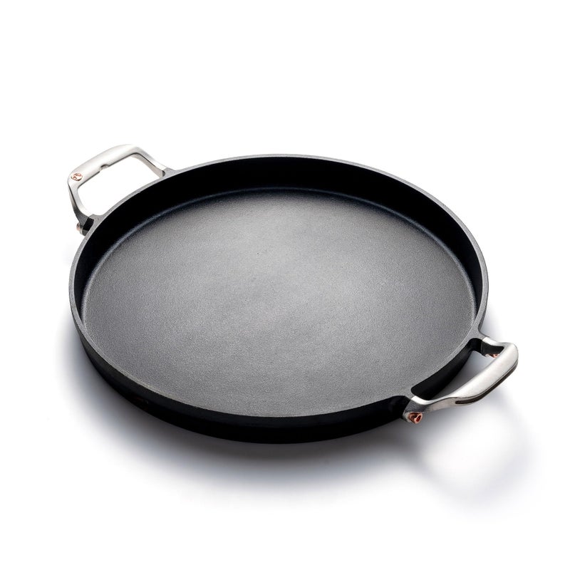 Outset Grill Paella and Deep Dish Pizza Pan Cast Iron BBQ Pan with Handles 1815 x 1411 x 125
