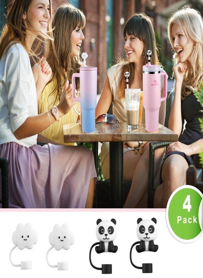 KMN 4PCS Straw Cover for Stanley 40 OZ Tumbler, Cloud Silicone Straw Covers for Stanley Cup, 10mm Straw Topper Cute Straw Protector for tumblers for Stanley Cup Accessories (2Cloud+2Panda) - Image 4