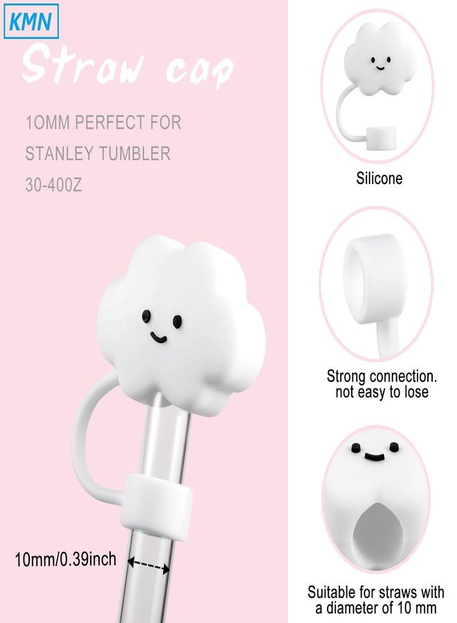 KMN 4PCS Straw Cover for Stanley 40 OZ Tumbler, Cloud Silicone Straw Covers for Stanley Cup, 10mm Straw Topper Cute Straw Protector for tumblers for Stanley Cup Accessories (2Cloud+2Panda) - Image 2