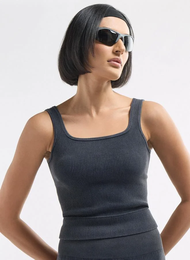 Splash FAV Ribbed Cropped Tank Top with Square Neck