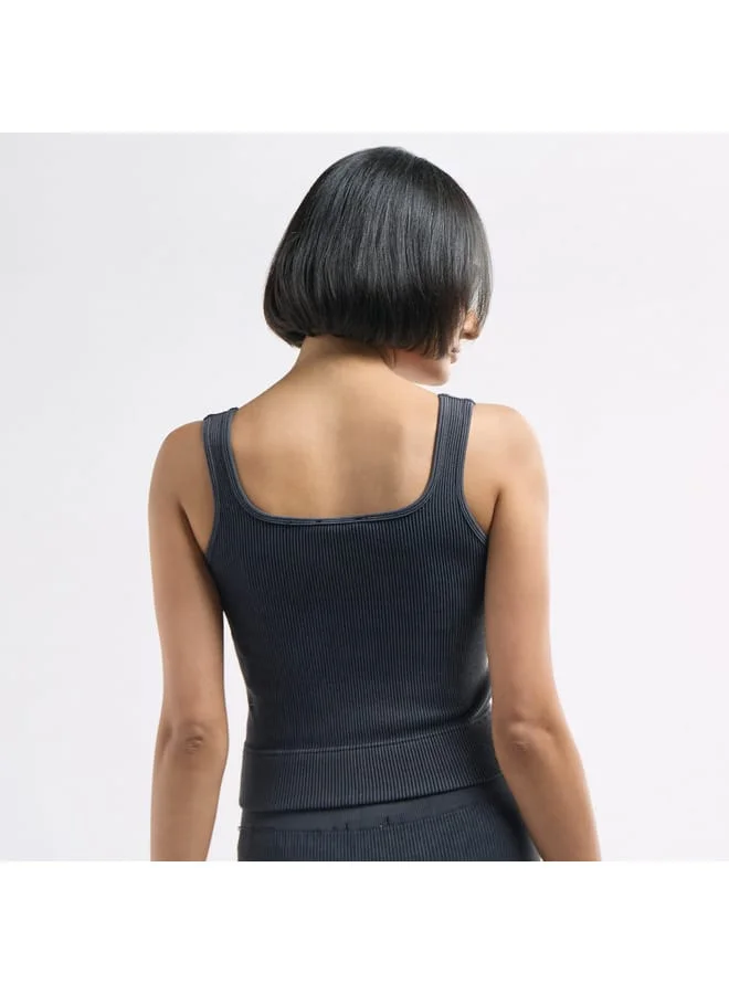 Splash FAV Ribbed Cropped Tank Top with Square Neck