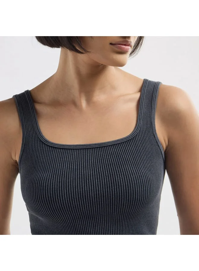 Splash FAV Ribbed Cropped Tank Top with Square Neck