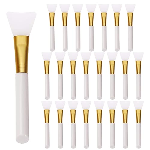Mini Skater 24Pcs Soft Silicone Face Mask Brushes for Facial Mud Clay Charcoal Mixed Masks Hairless Moisturizers Body Lotion Butter Applicator Skincare Beauty Tools White - Image 1