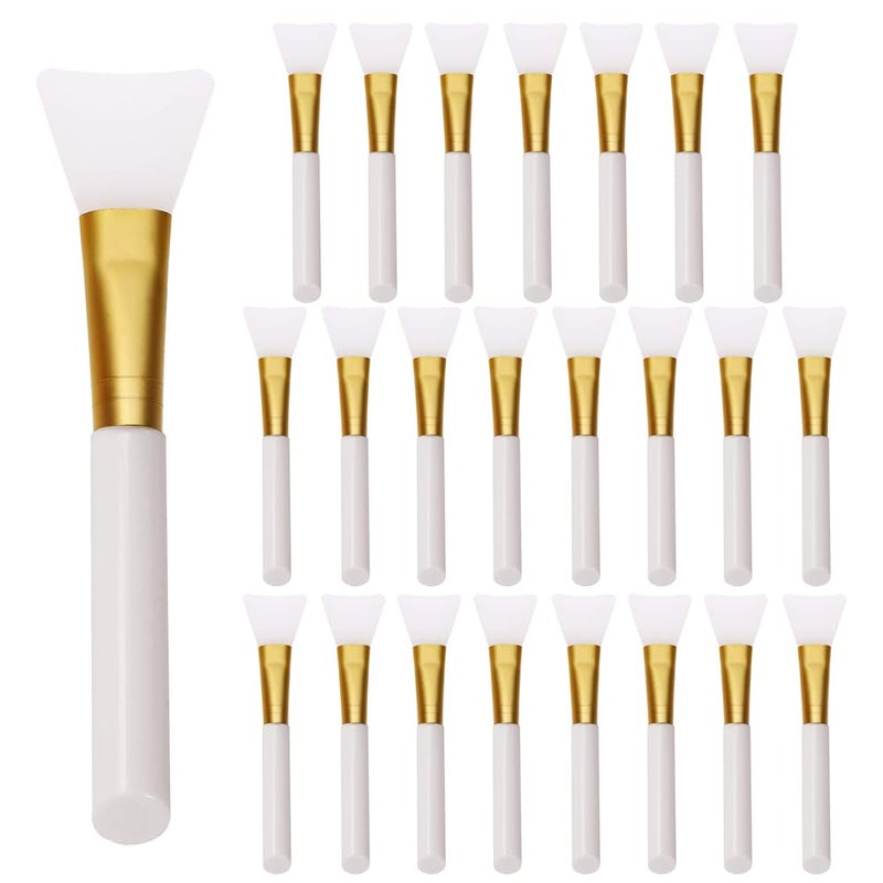 Mini Skater 24Pcs Soft Silicone Face Mask Brushes for Facial Mud Clay Charcoal Mixed Masks Hairless Moisturizers Body Lotion Butter Applicator Skincare Beauty Tools White - Image 3