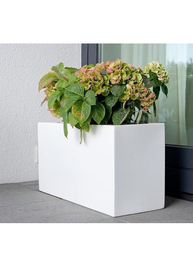 جي آر بي GRP الألياف الزجاجية مستطيلة طويلة بيضاء وعاء 90x30x30cm (LWH)) للنباتات والزهور مودرين الأواني دائمة لزارع داخلي / خارجي  - Image 1