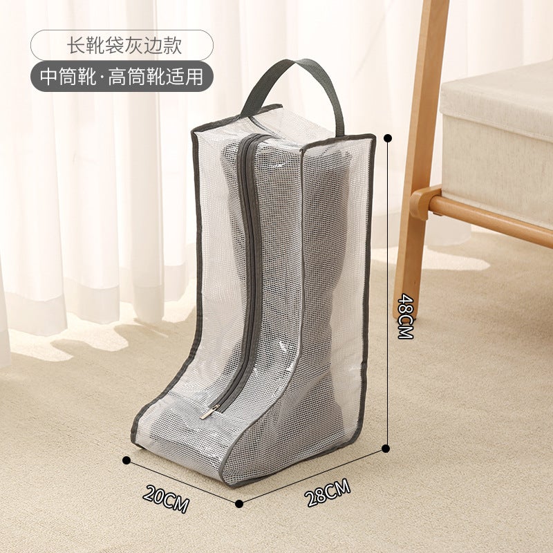 Transparent PVC Shoe Storage Bags with Zipper Shoes with gray edge