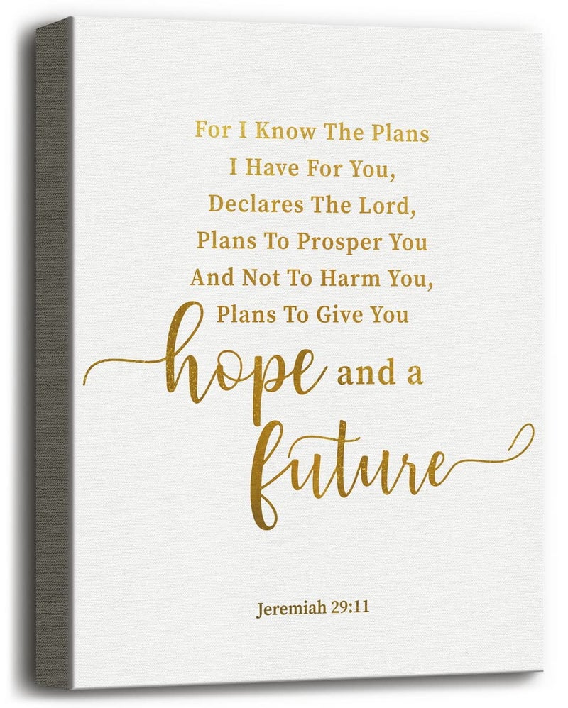 WKYAER Canvas Wall Art Jeremiah 29:11, For I Know The Plans I Have For You, Christian Bible Verse Wall Art, Canvas Prints Poster Wall Art for Home Decor, Scripture Sign Christian Wall Decor Size 12x15 - Image 1