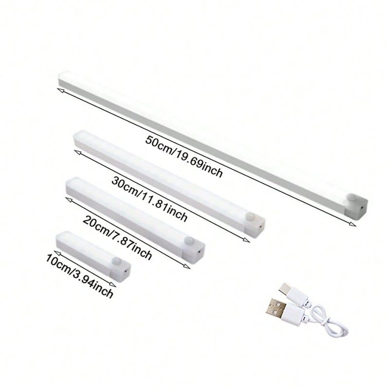 عبوتان من شريط إضاءة LED ذكي قابل لإعادة الشحن عبر USB، بطول 10 سم، ضوء دافئ مع حساس حركة، إضاءة ناعمة، قابل للتثبيت المغناطيسي أو التعليق على الحائط، مناسب للمطبخ والممر وغرفة المعيشة ومناطق التخزين، سهل التركيب. - Image 2