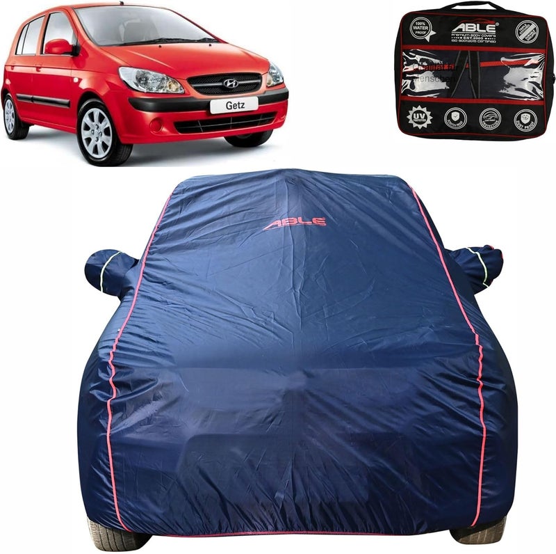 Able Parashuit Blue WR Series Car Body Cover with Mirror Pockets and Driver Door Zipper Compatible for Hyundai Getz (2002 to 2011 Model) - Image 1