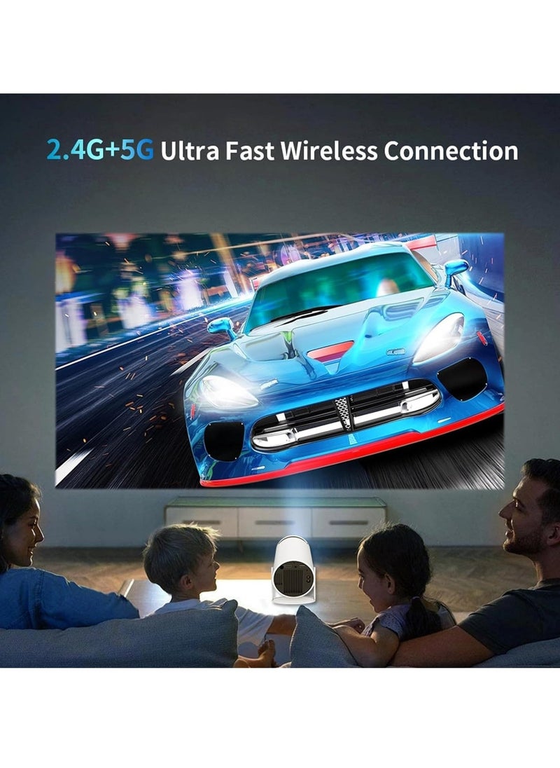 TIGER Mini Projector, Portable 4K/200 Projector with 2.4/5G WiFi & Bluetooth, Auto Keystone Correction, 40"-130" Screen, 180° Flip, Compact Round Design Movie Projector (White) for Home, Outdoor, Office, and Entertainment - Image 2