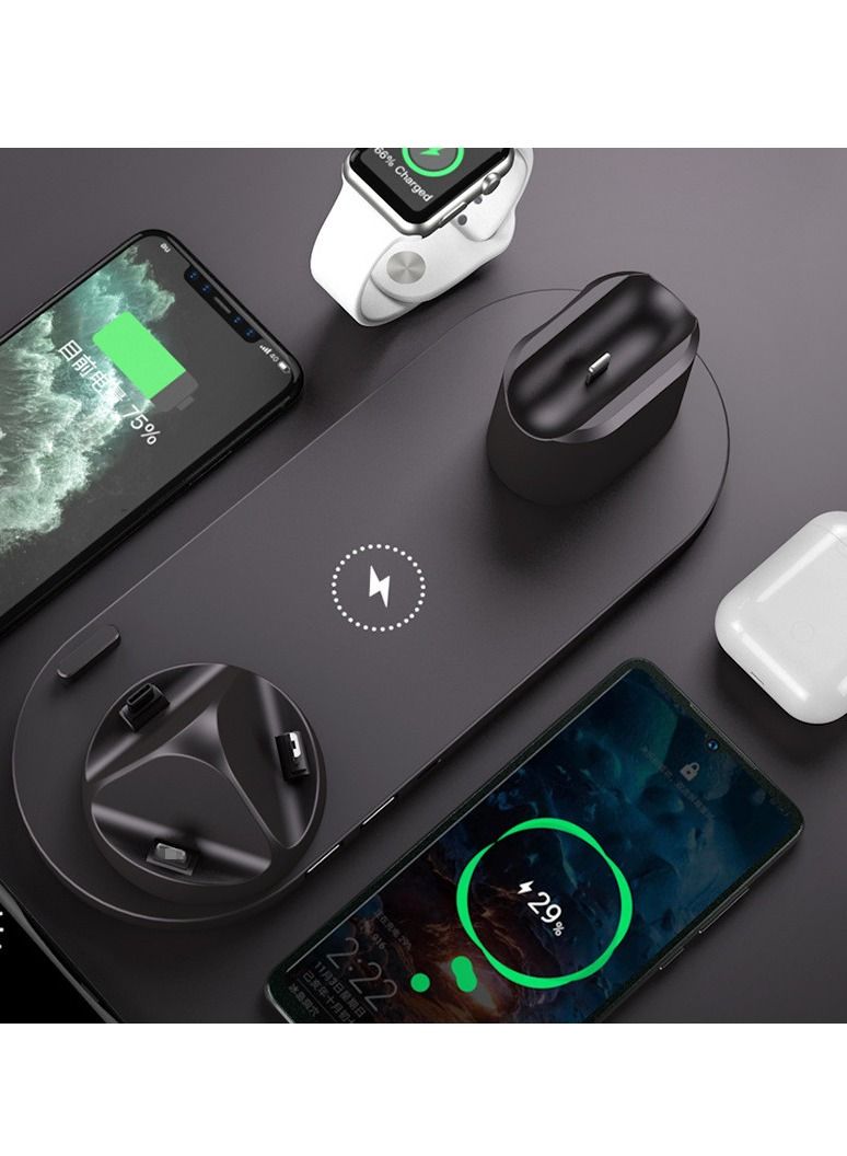 6 in 1 Wireless Charger Stand Pad for Apple Watch/AirPods Pro/iPhone 13/12/11/11pro/11pro Max/X/XS/XR Samsung S20/S10, Charging Dock Station for Other Qi Phones