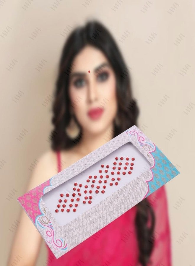 VAMA Rhinestone Red Color Crystal Stone Bindi kumkum Sticker Diamond Cut Kundan Lal bindiya Bindis Set for Women (10 Cards) (Red Crystal Stone Bindi 3mm) - Image 5