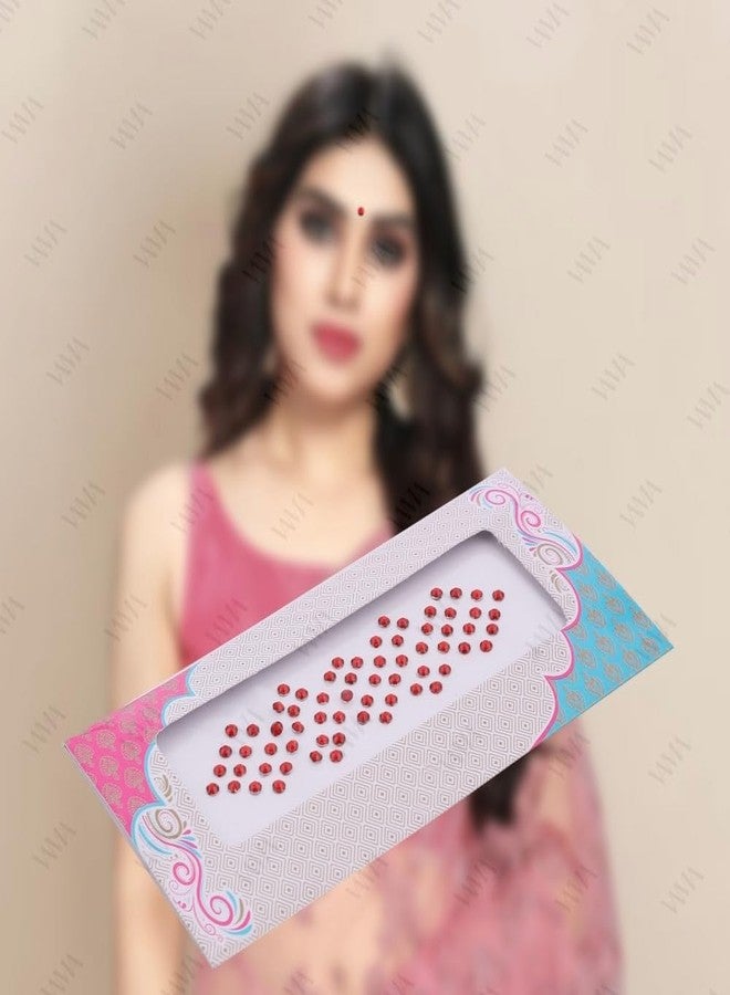 VAMA Rhinestone Red Color Crystal Stone Bindi kumkum Sticker Diamond Cut Kundan Lal bindiya Bindis Set for Women (10 Cards) (Red Crystal Stone Bindi 3mm) - Image 2